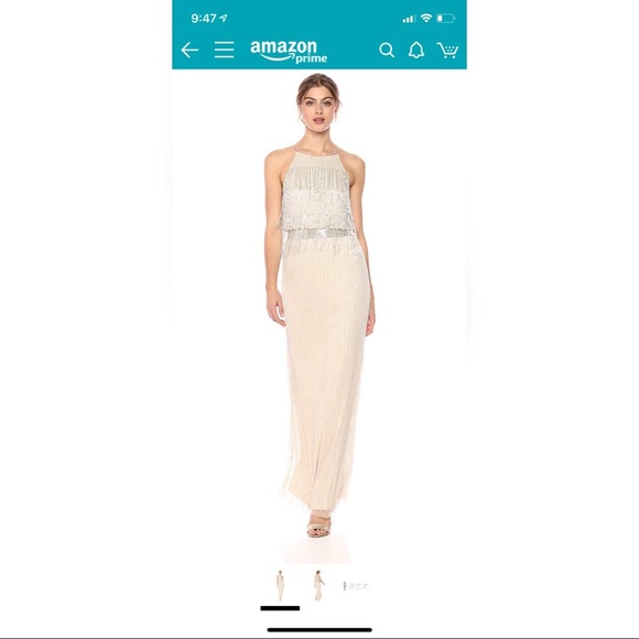 Adriana Papell Beaded Blouson Gown (size 10) - Picture 3 of 7